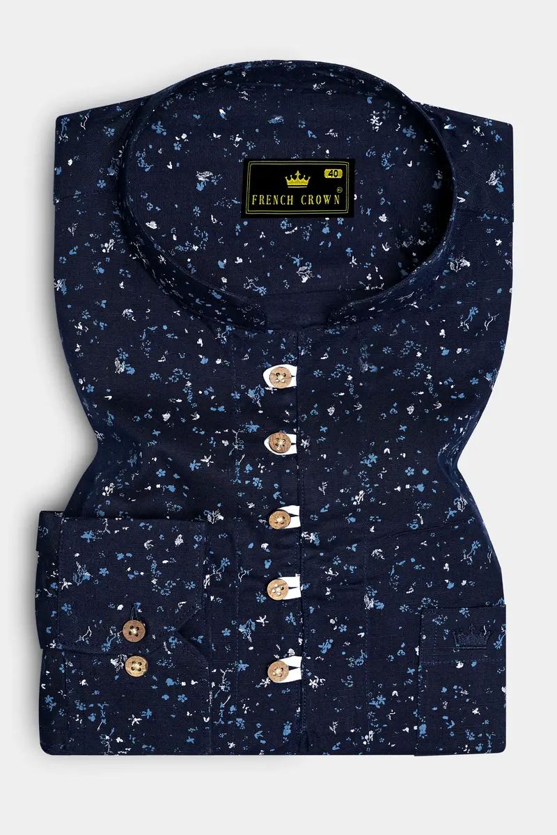 Mirage Blue Textured Luxurious Linen Kurta Shirt 2