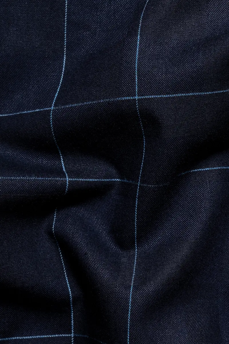 Mirage Blue Windowpane Dobby Textured Premium Giza Cotton Shirt 2