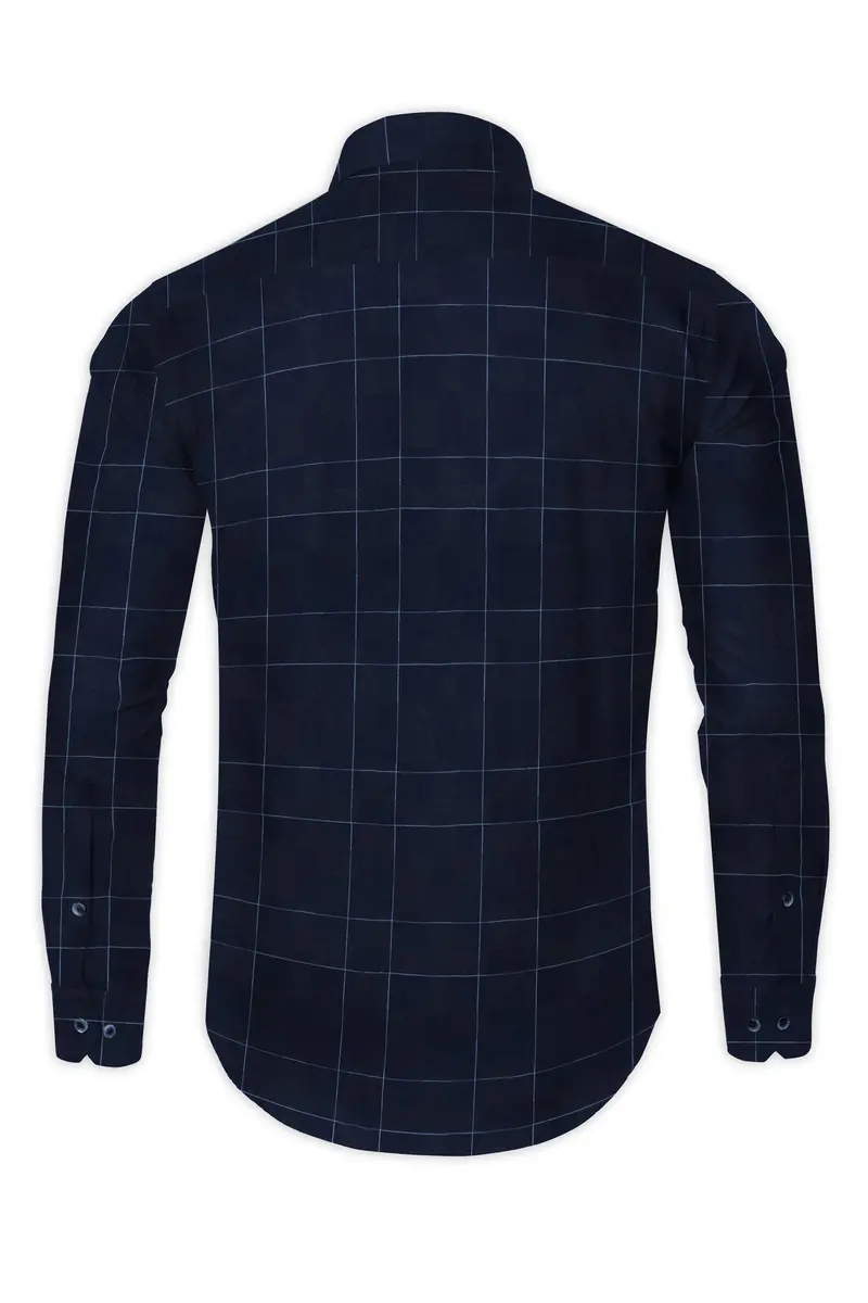 Mirage Blue Windowpane Dobby Textured Premium Giza Cotton Shirt 5