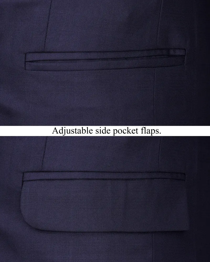 Mirage Blue With White Lapels Single Breasted Blazer 5