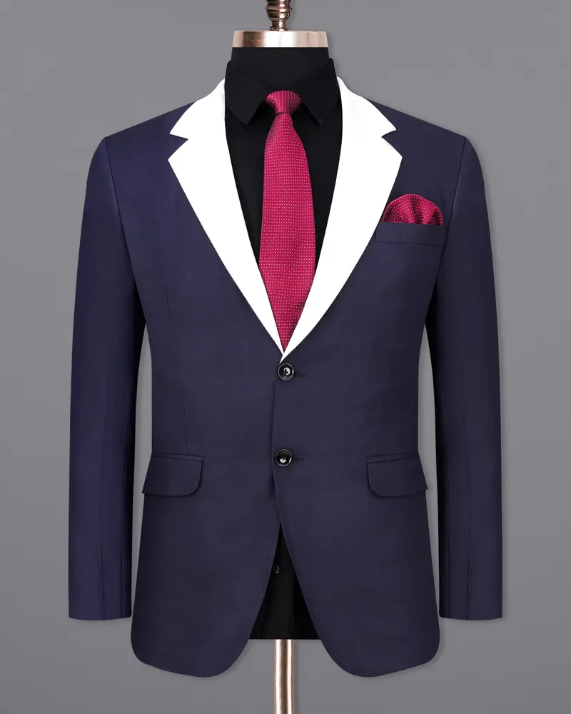 Mirage Blue With White Lapels Single Breasted Blazer 8