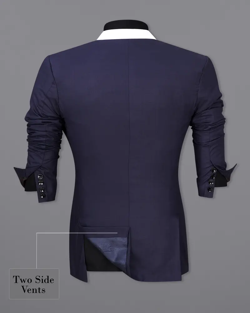 Mirage Blue With White Lapels Single Breasted Blazer 9