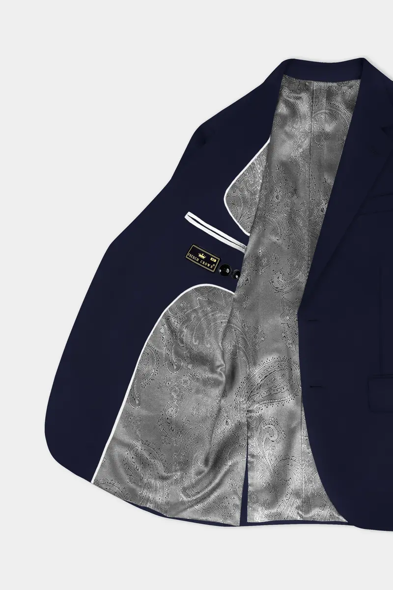 Mirage Blue Wool Rich Single Breasted Blazer 4