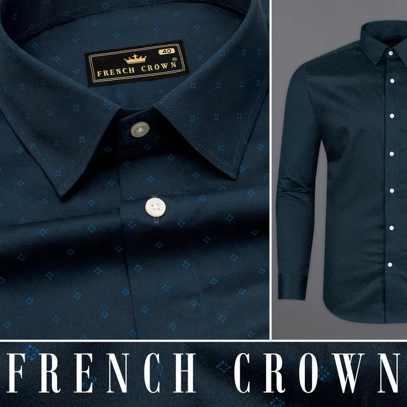 Mirage Dark Blue With Rhino Blue Super Soft Premium Cotton Shirt 10