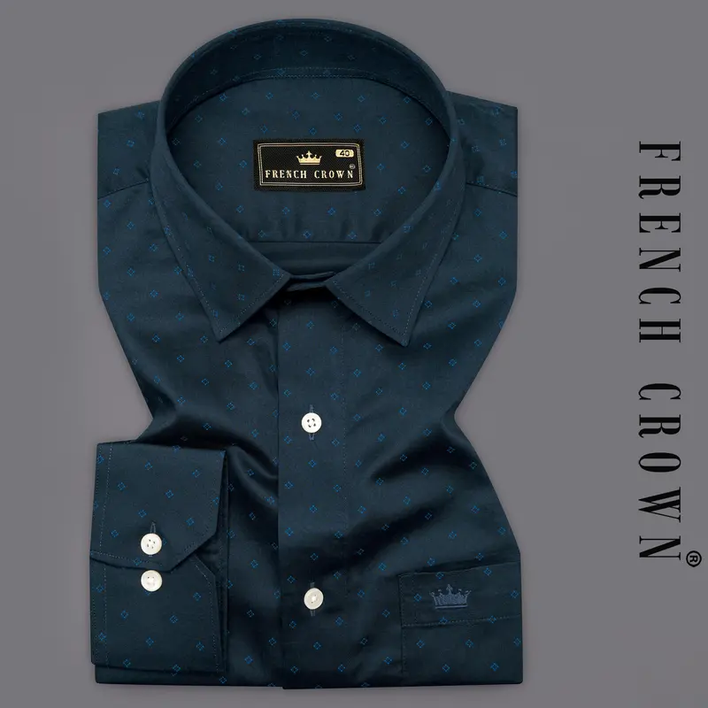 Mirage Dark Blue With Rhino Blue Super Soft Premium Cotton Shirt 7