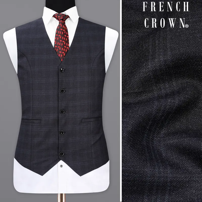 Mirage Gray Plaid Waistcoat 1