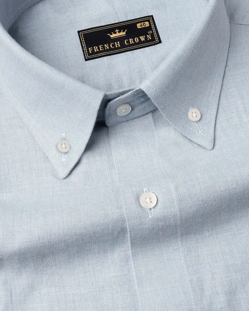 Mischka Blue Dobby Textured Premium Giza Cotton Shirt 1