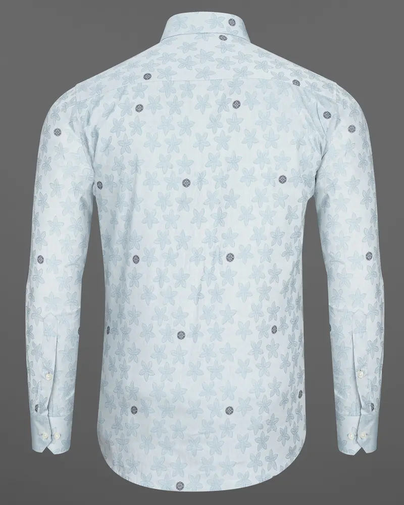 Mischka Blue Floral Jacquard Textured Premium Giza Cotton Shirt 6