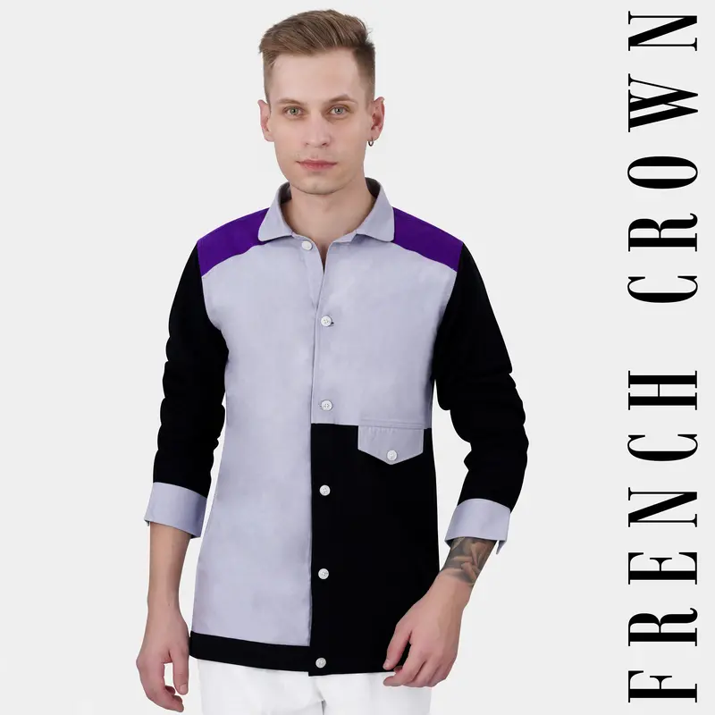 Mischka Gray With Black And Seance Purple Royal Oxford Designer Jacket 1