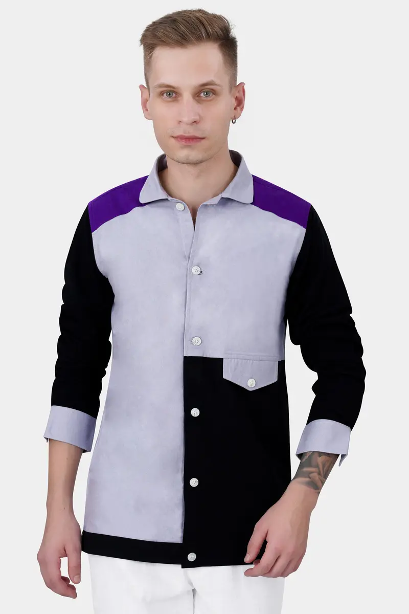 Mischka Gray With Black And Seance Purple Royal Oxford Designer Jacket 2