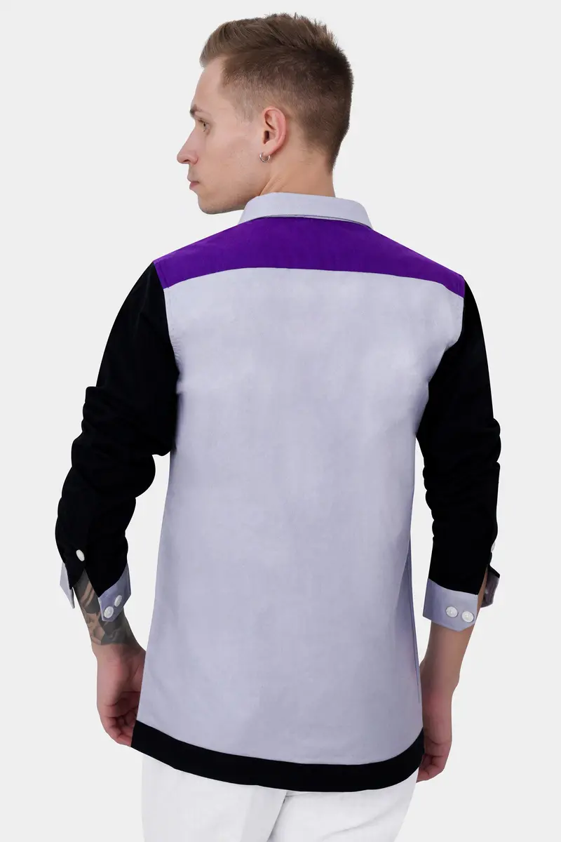 Mischka Gray With Black And Seance Purple Royal Oxford Designer Jacket 8