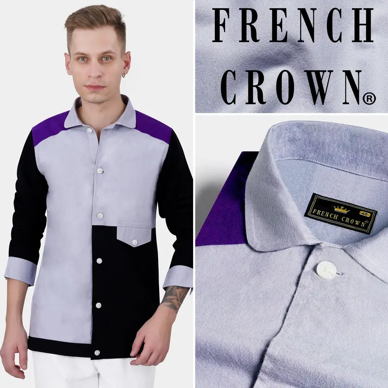 Mischka Gray With Black And Seance Purple Royal Oxford Designer Jacket 9