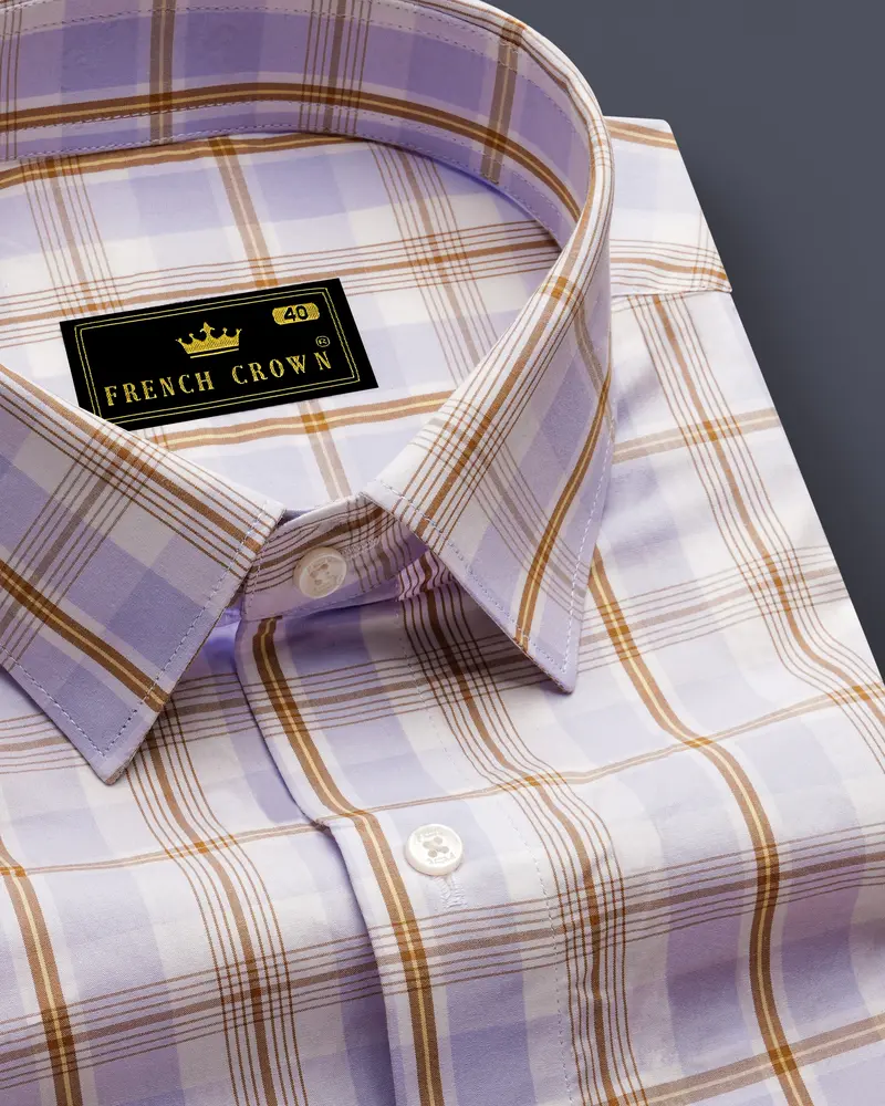 Mischka Light Violet And White Plaid Premium Cotton Shirt 1