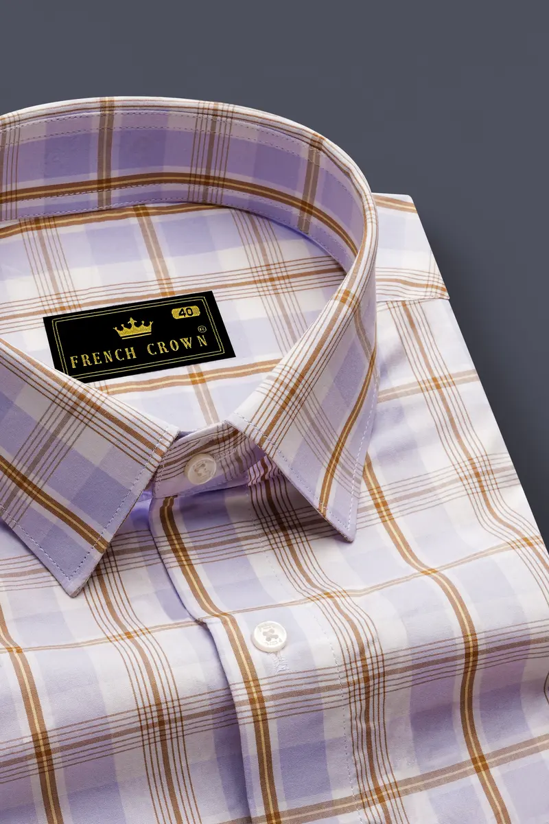 Mischka Light Violet And White Plaid Premium Cotton Shirt 2