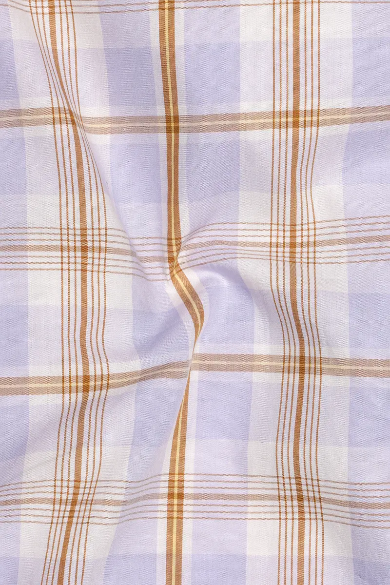 Mischka Light Violet And White Plaid Premium Cotton Shirt 3