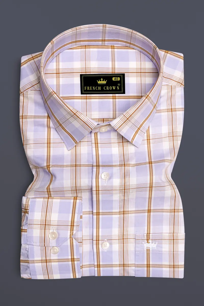 Mischka Light Violet And White Plaid Premium Cotton Shirt 4