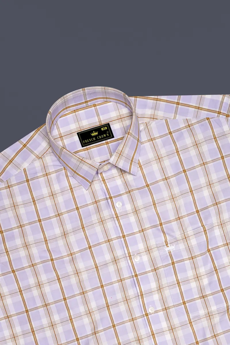 Mischka Light Violet And White Plaid Premium Cotton Shirt 5