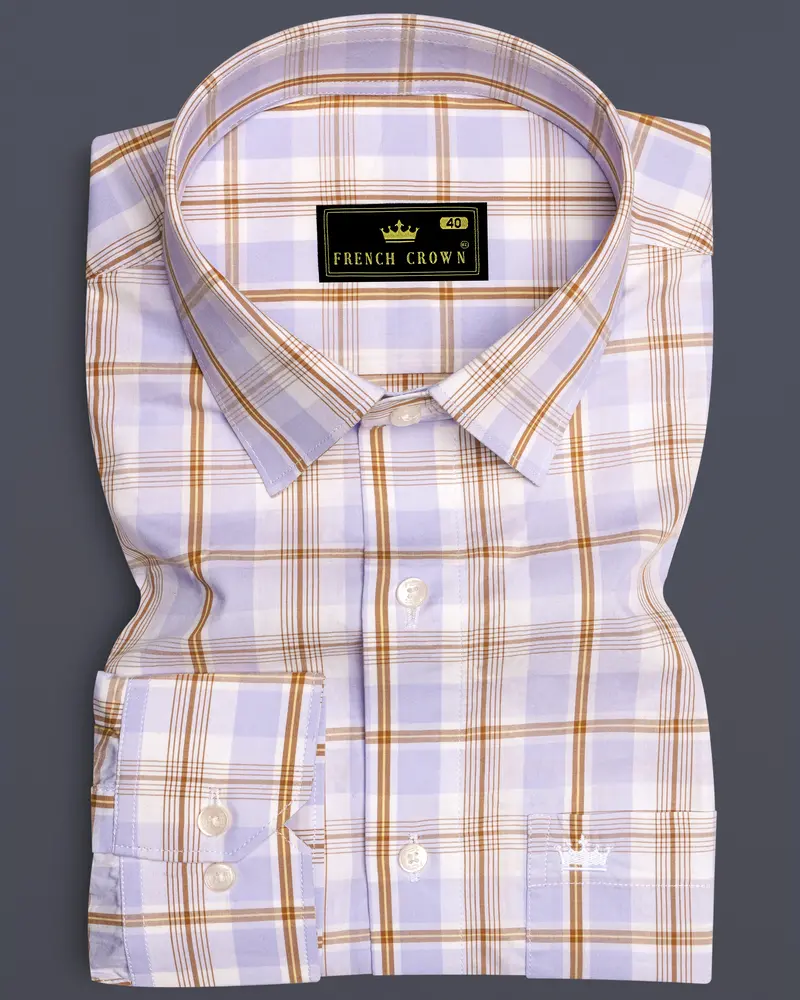 Mischka Light Violet And White Plaid Premium Cotton Shirt 6