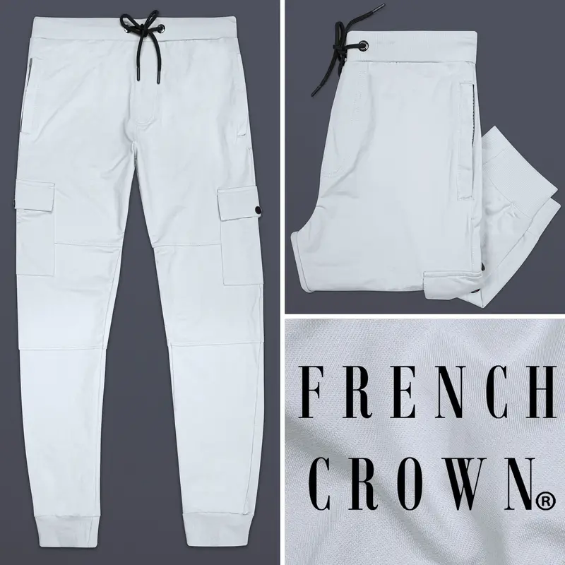 Mischke Gray Premium French Terry Cotton Cargo Joggers 1