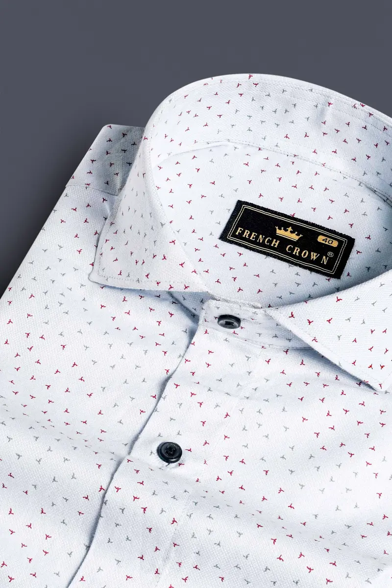 Mischke Gray With Chestnut Brown Dobby Textured Premium Giza Cotton Shirt 1