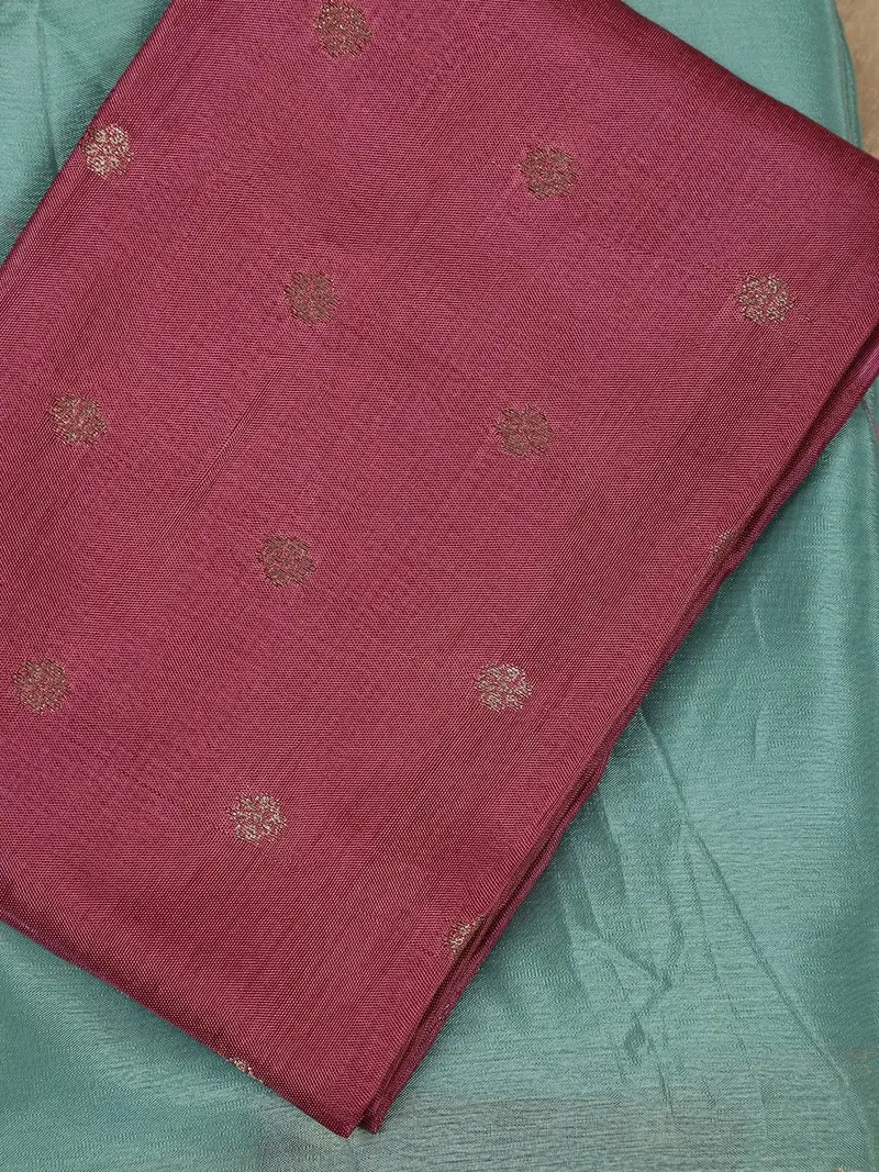 Mist Green Solid Design Antique Gold Zari Border Mysore Silk Saree 2