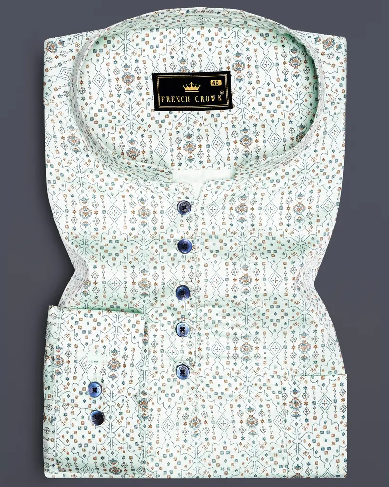 Mistique-Sea Mist Green Printed Subtle Sheen Super Soft Premium Cotton Casual Shirt 1