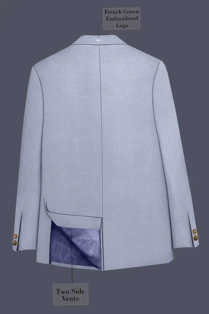 Mistivell-Mountain Mist Gray Wool Rich Cross Placket Bandhgala Stretchable Traveler Blazer 7