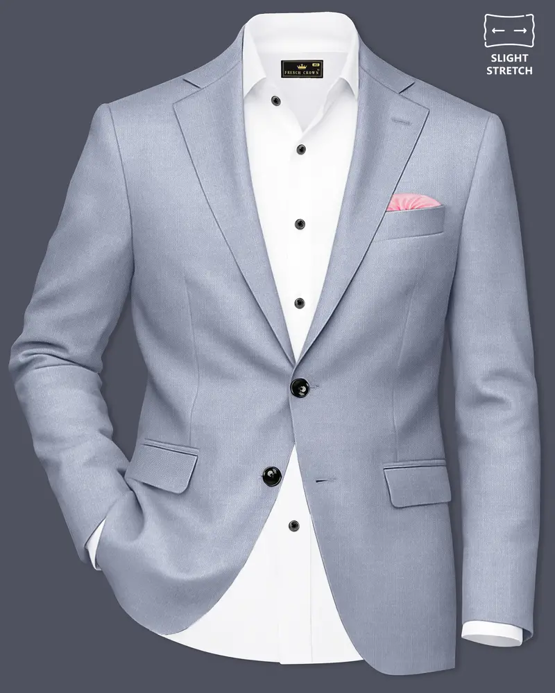 Mistivell-Mountain Mist Gray Wool Rich Single Breasted Stretchable Traveler Blazer 1