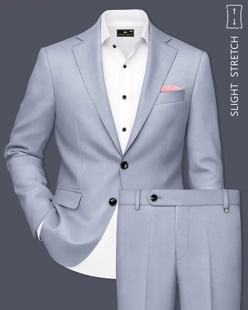 Mistivell-Mountain Mist Gray Wool Rich Single Breasted Stretchable Traveler Suit 1