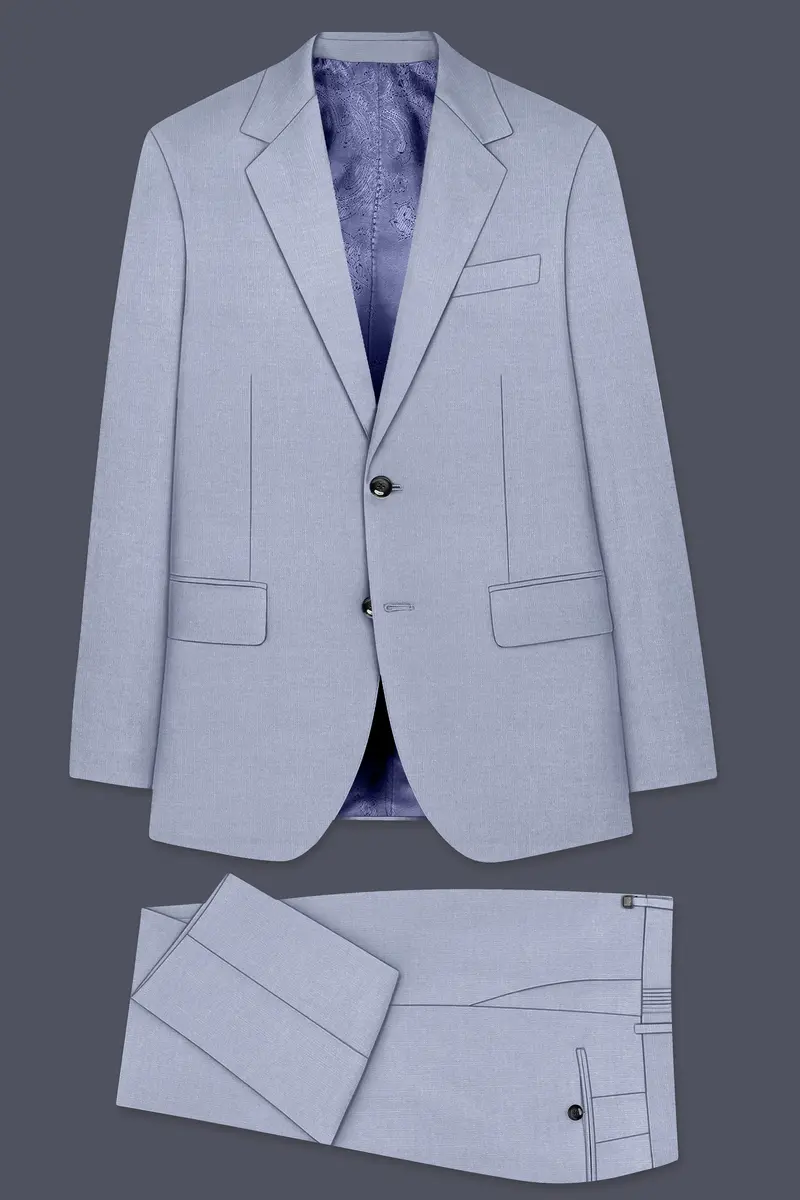 Mistivell-Mountain Mist Gray Wool Rich Single Breasted Stretchable Traveler Suit 11