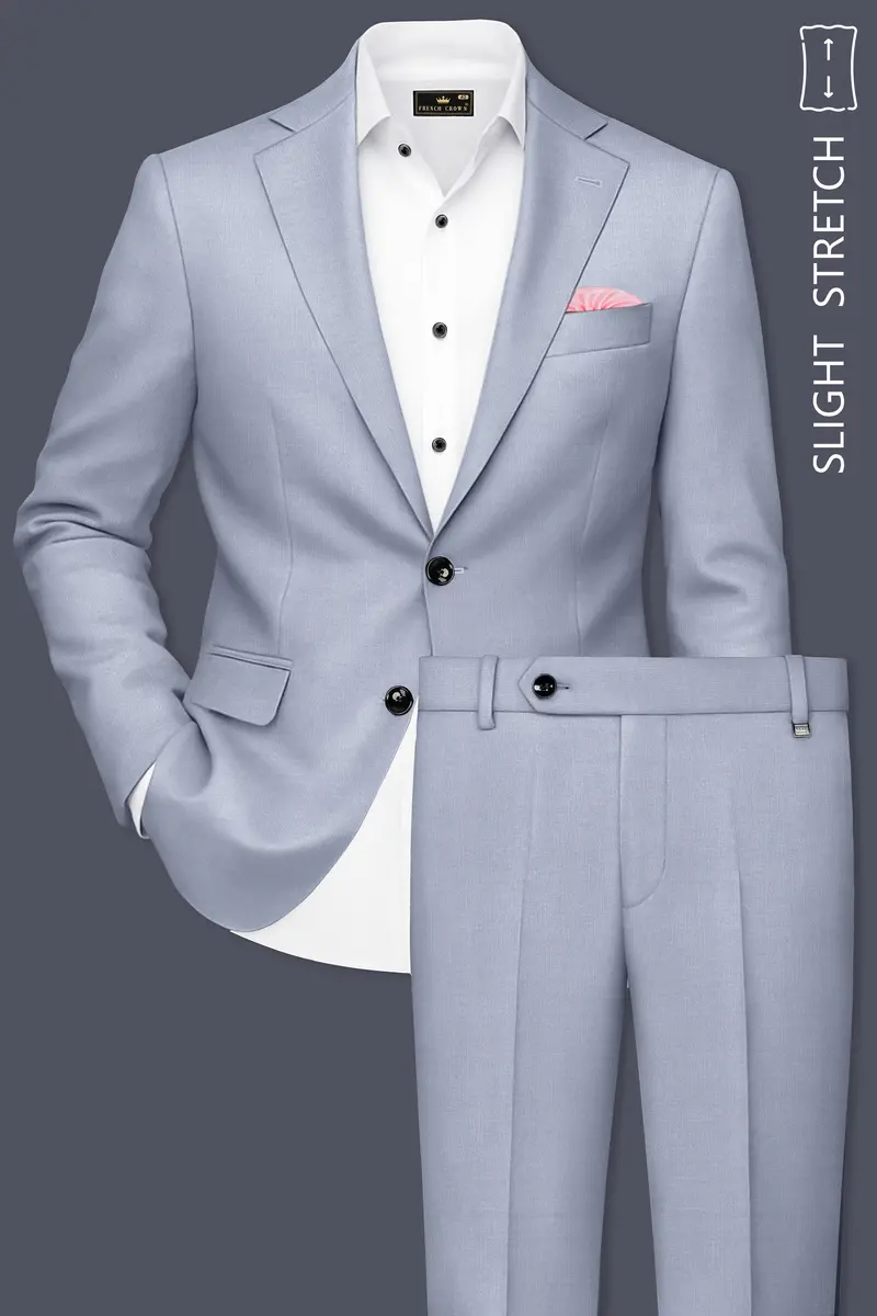 Mistivell-Mountain Mist Gray Wool Rich Single Breasted Stretchable Traveler Suit 2