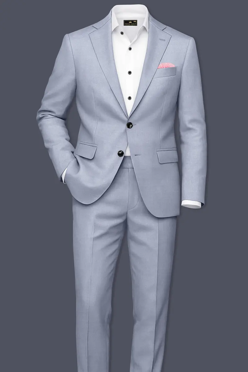 Mistivell-Mountain Mist Gray Wool Rich Single Breasted Stretchable Traveler Suit 4