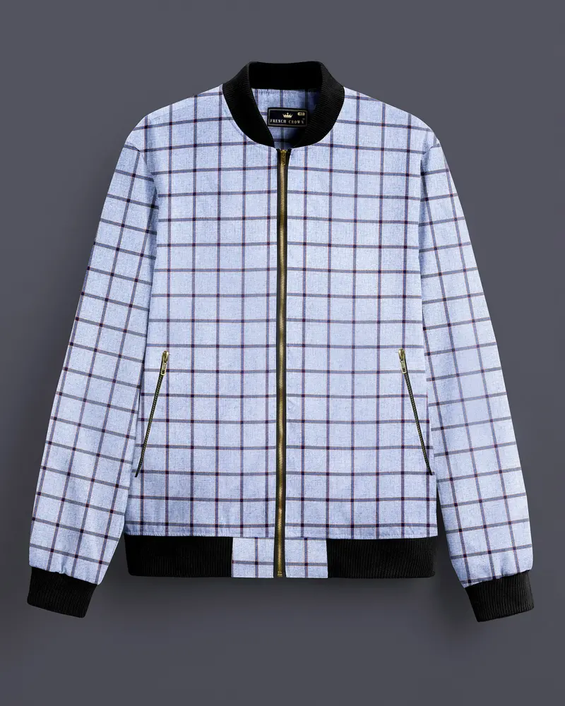 Mistrel-Spun Pearl Blue Windows Wool Rich Bomber Jacket 1