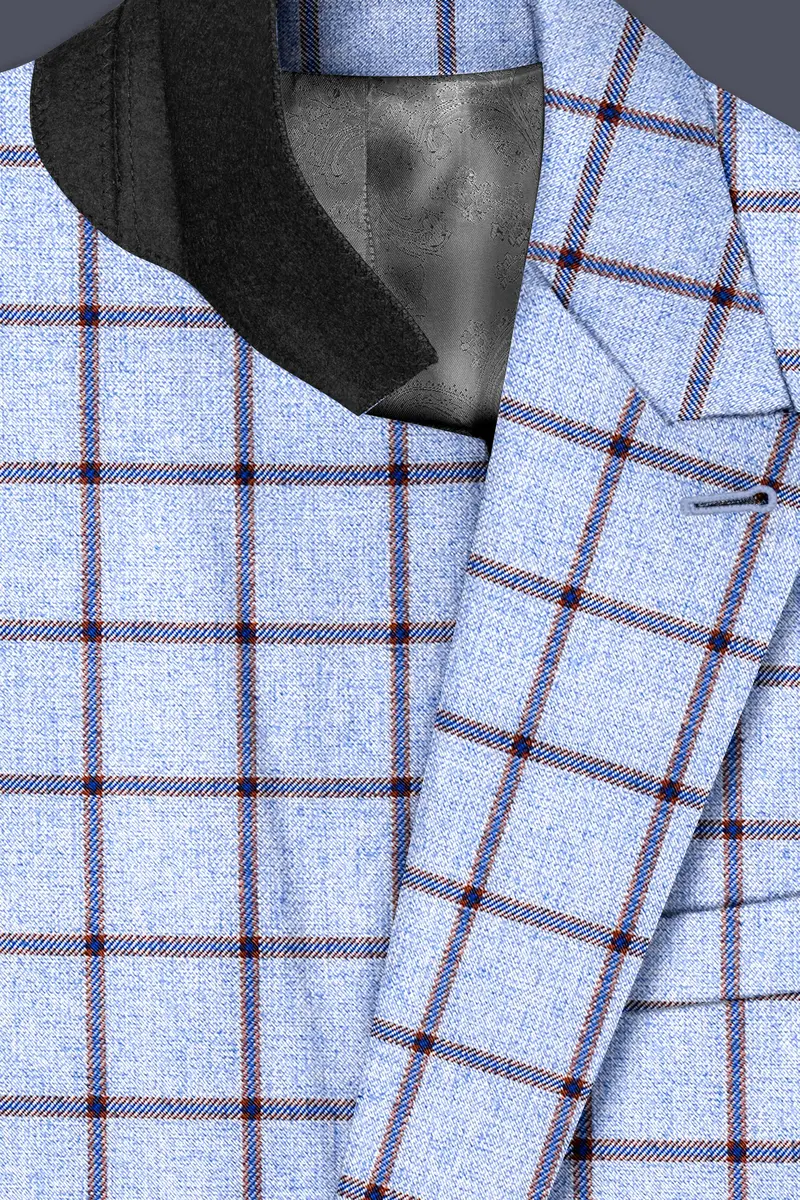 Mistrel-Spun Pearl Blue Windows Wool Rich Double Breasted Blazer 4