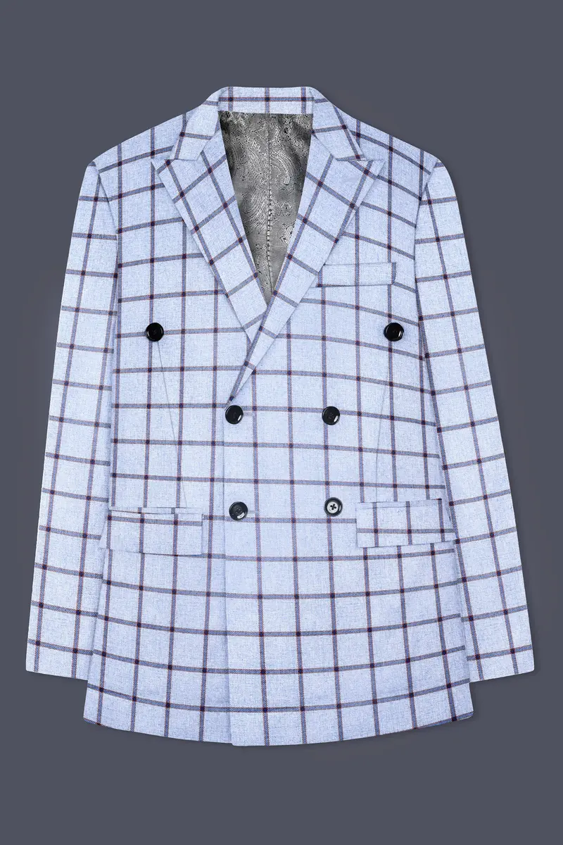 Mistrel-Spun Pearl Blue Windows Wool Rich Double Breasted Blazer 7