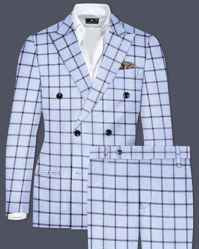 Mistrel-Spun Pearl Blue Windows Wool Rich Double Breasted Suit 1
