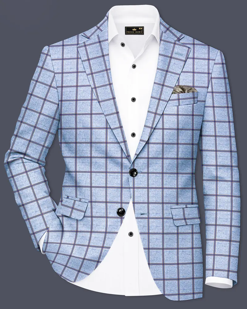Mistrel-Spun Pearl Blue Windows Wool Rich Single Breasted Blazer 1