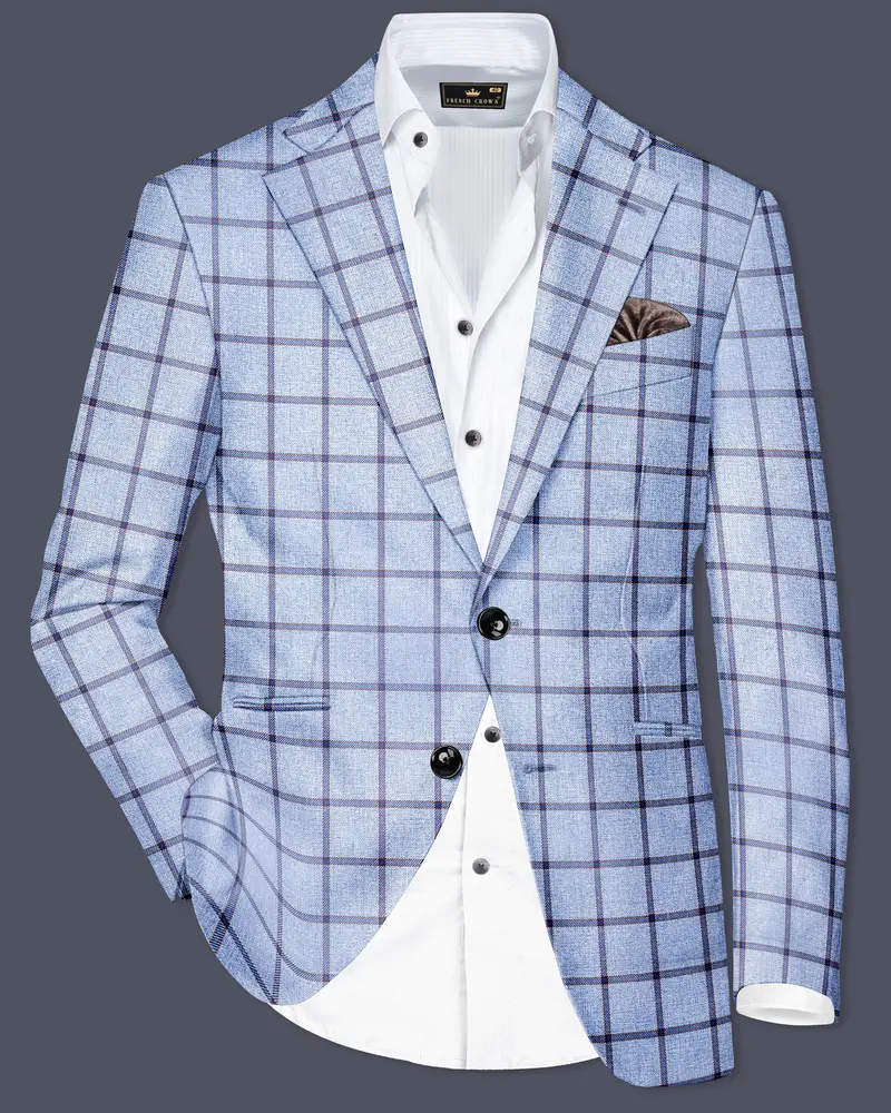 Mistrel-Spun Pearl Blue Windows Wool Rich Single Breasted Blazer 1