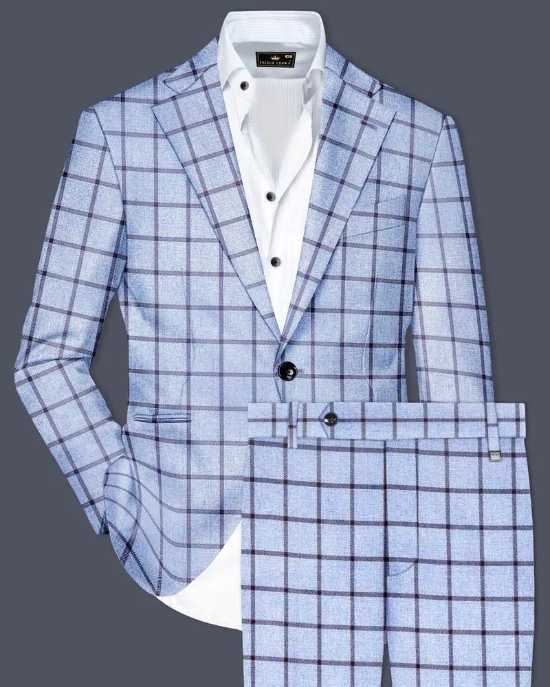 Mistrel-Spun Pearl Blue Windows Wool Rich Single Breasted Suit 1