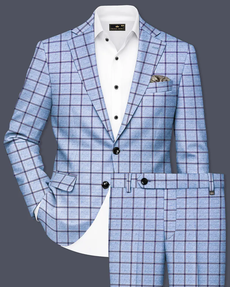 Mistrel-Spun Pearl Blue Windows Wool Rich Single Breasted Suit 1