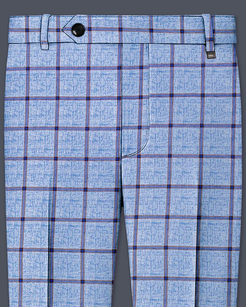 Mistrel-Spun Pearl Blue Windows Wool Rich Stretchable Waistband Pant 1