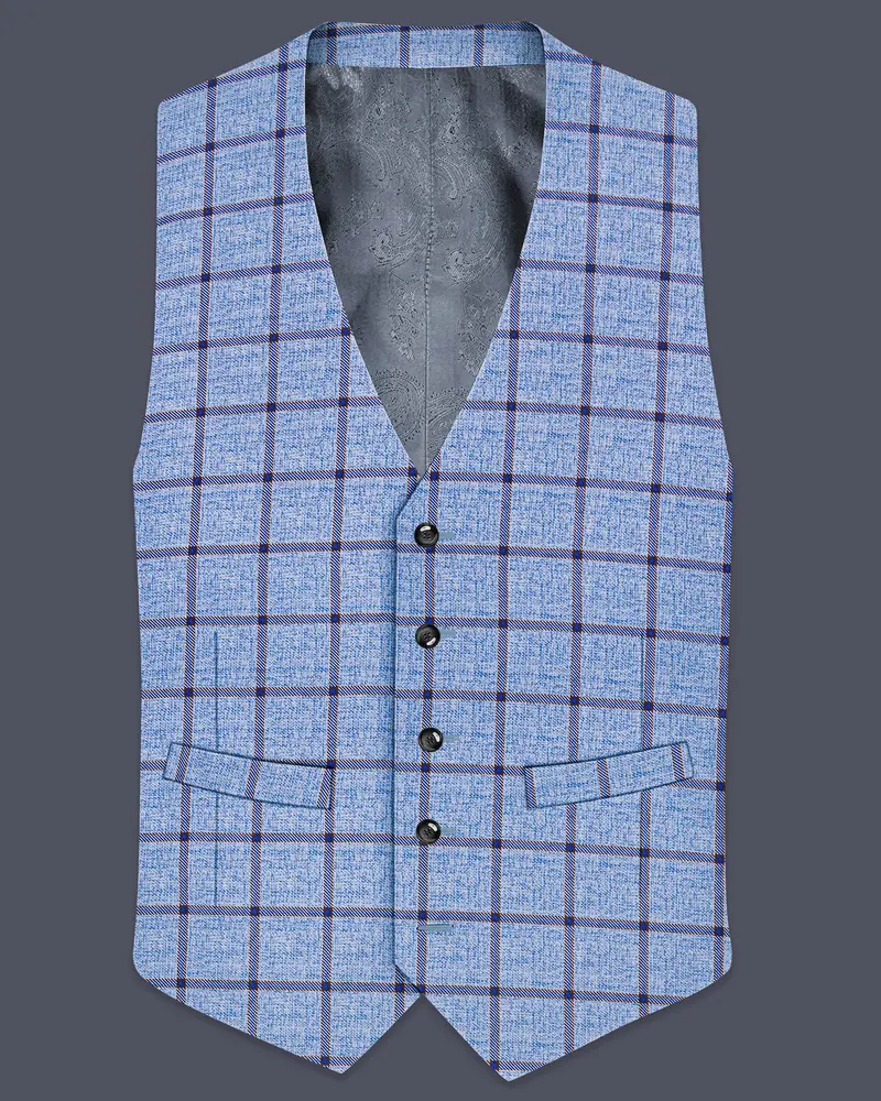 Mistrel-Spun Pearl Blue Windows Wool Rich Waistcoat 1