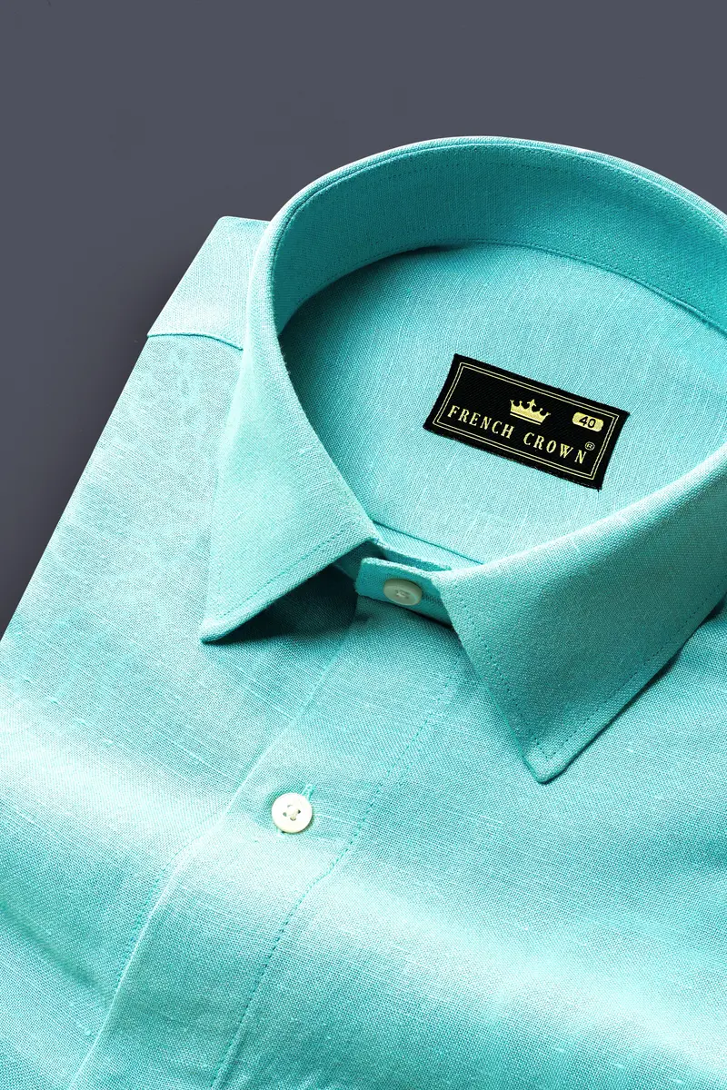 Mizuasagi Aqua Blue Luxurious Linen Shirt 1
