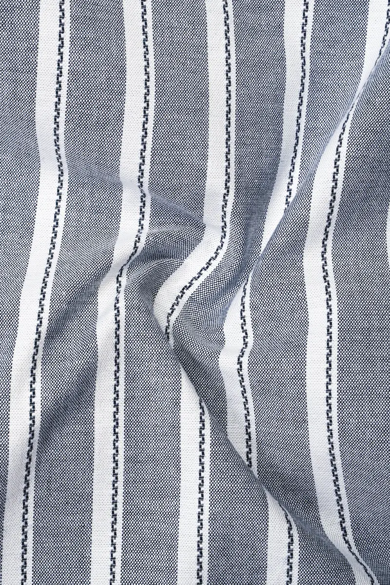 Mobster Gray And Bright White Striped Heavy Weight Royal Oxford Premium Cotton Shirt 2