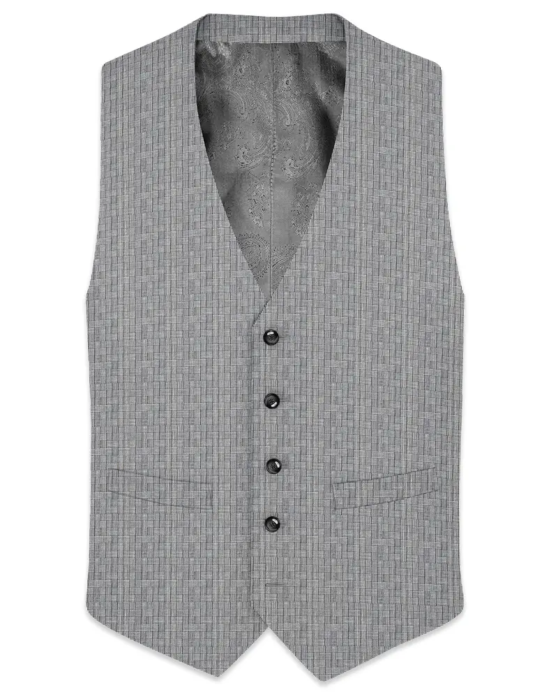 Mobster Gray Textured  Waistcoat 1