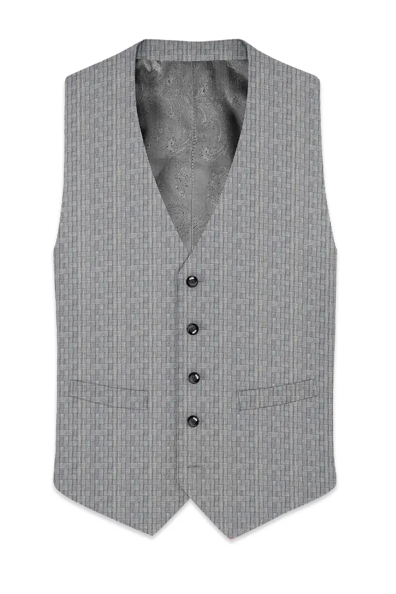 Mobster Gray Textured Waistcoat 2