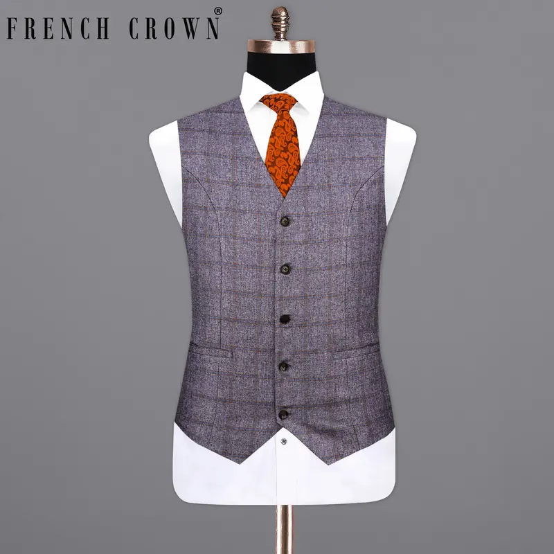 Mobster Gray Windowpane Waistcoat 1