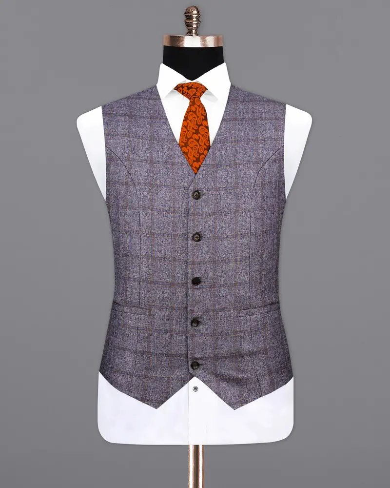 Mobster Gray Windowpane Waistcoat 2