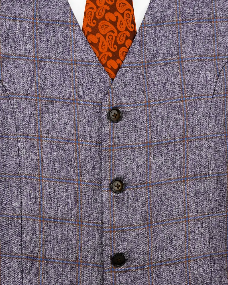 Mobster Gray Windowpane Waistcoat 5