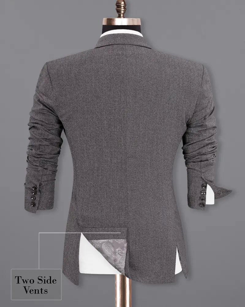 Mobster Grey Double-Breasted Premium Cotton Blazer 8